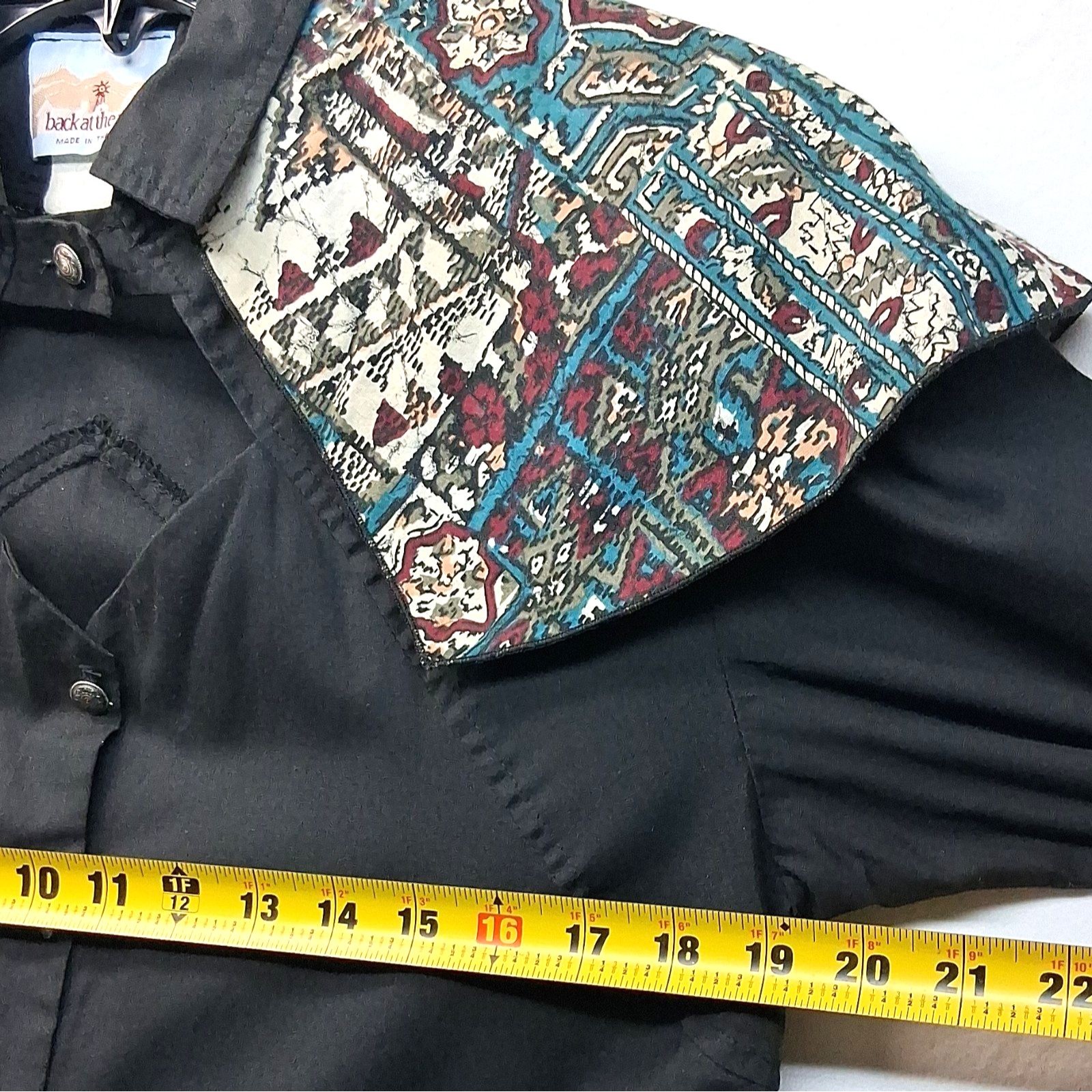 Back At The Ranch Womens S Black Western Aztec Cotton Button-Up Shirt Cowgirl — image 6 of 7